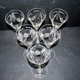 Set of 6 Roemer wine glasses Crystal flutes engraved garland 1900
