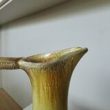 Handmade Ceramic Pitcher: 1970s LKC Pottery, Yellow Brown Glaze