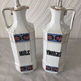 2 old bottles of oil and vinegar made in slovakia