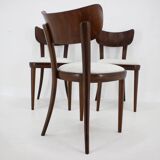 1950s Set of Three Restored Beech Dining Chairs, Czechoslovakia
