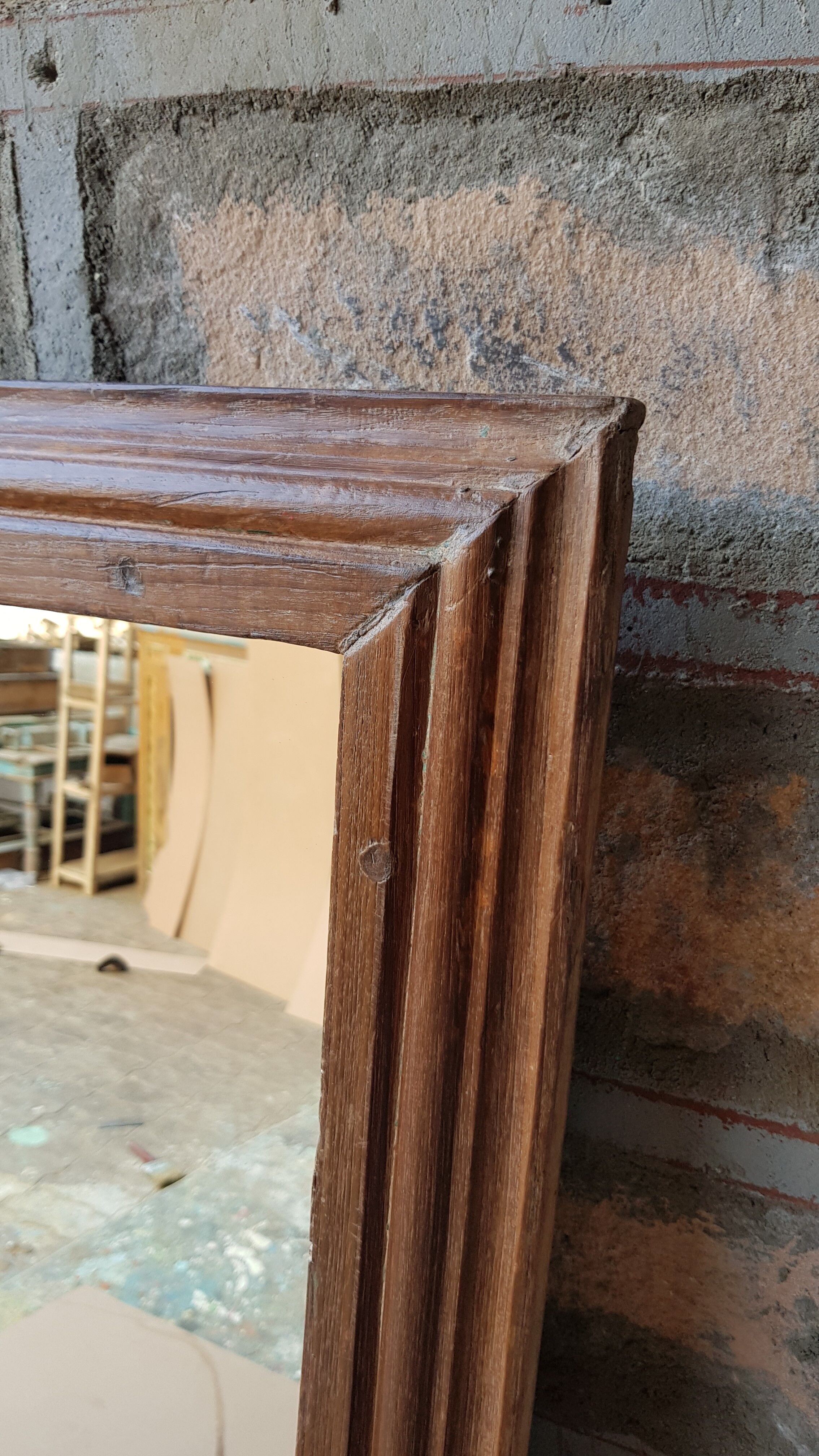 Ancient Burmese teak mirror