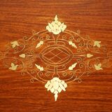 Vintage Anglo-Indian hardwood commode with brass inlays.