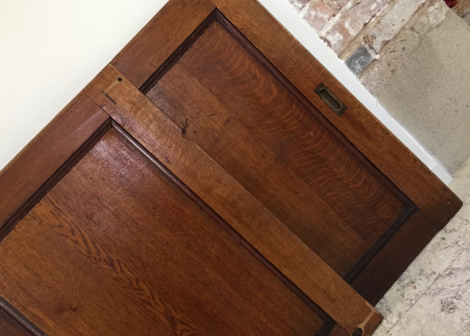 Pair of vintage oak sliding doors