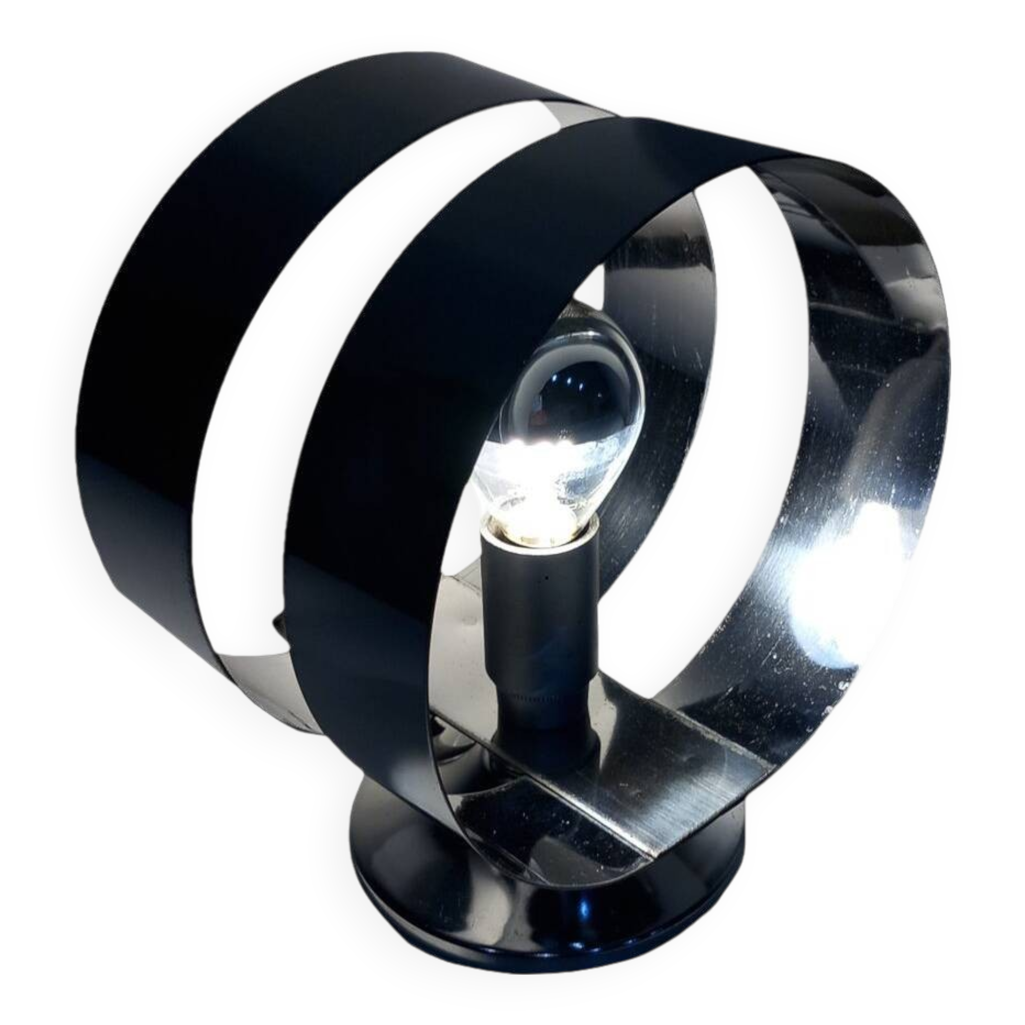 Vintage Table Lamp • Rings • Steel • Space Age • 1970