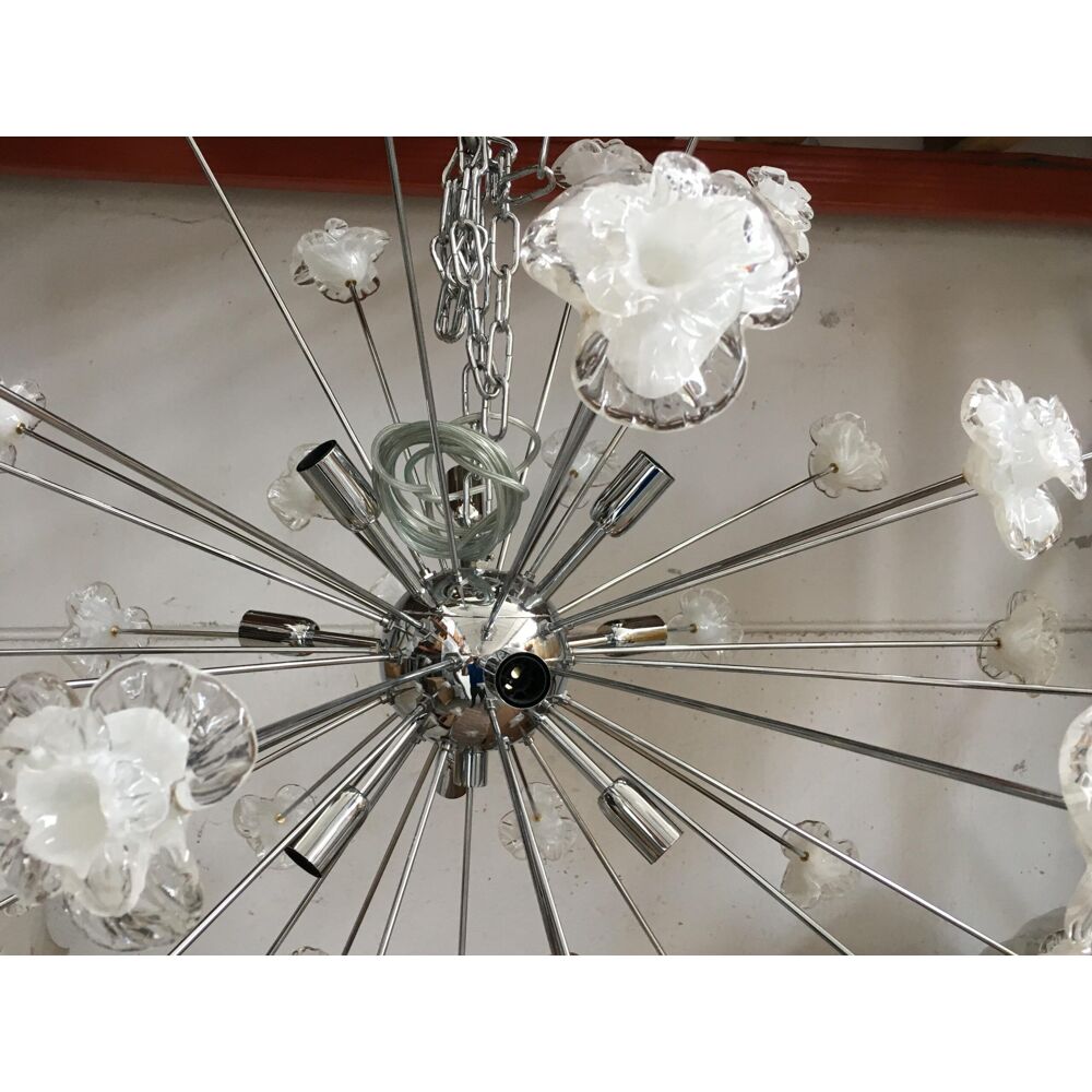 White flowers murano glass sputnik chandelier