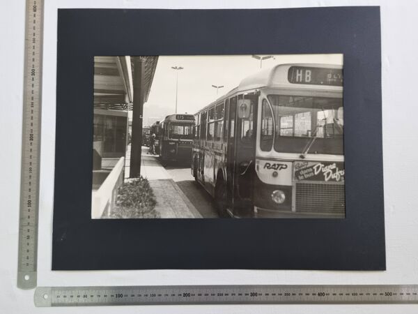 Tirage argentique vintage, Bus ligne 175, années 70, encadré 52 x 42 cm