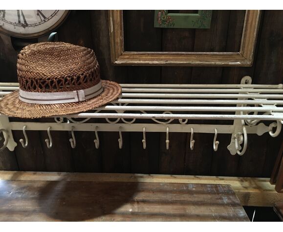 White Wrought Iron Coat Hat Rack Selency, Wrought Iron Coat Rack Hat