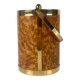 Vintage ice bucket in plastic with an elm burl effect, 1970.