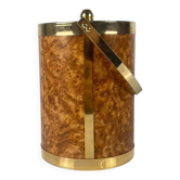 Vintage ice bucket in plastic with an elm burl effect, 1970.