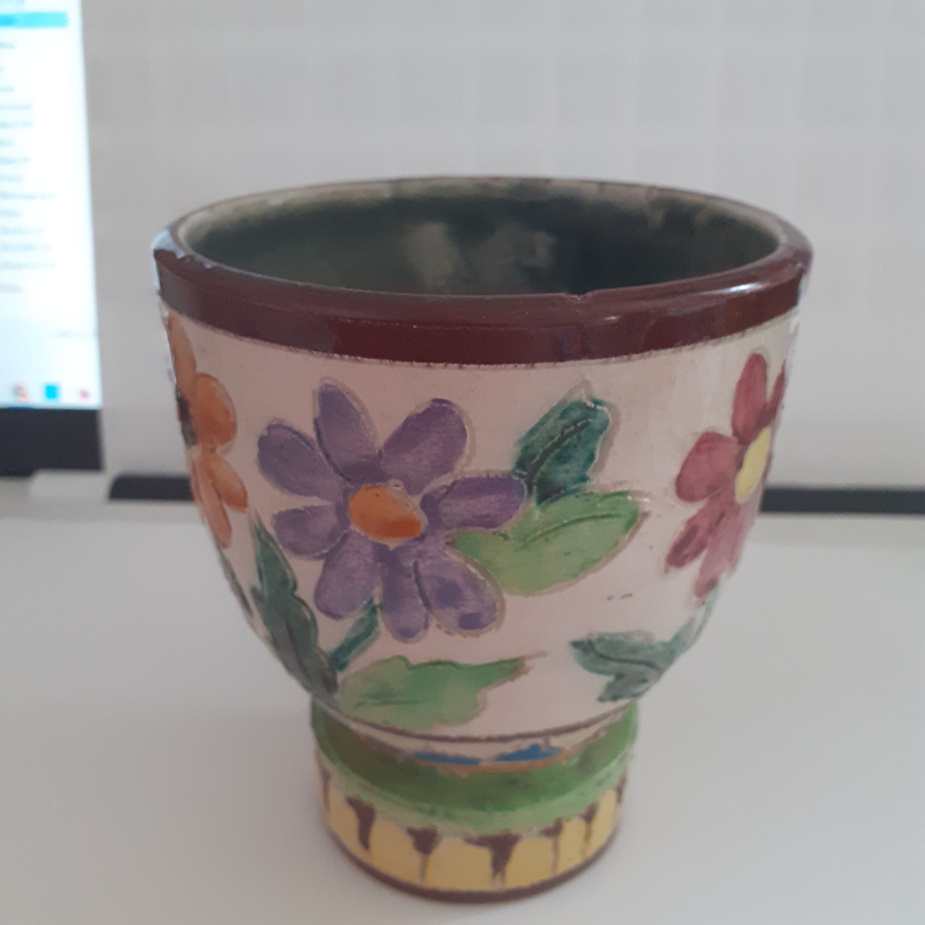 Old vase Cerart Monaco. Flower motif.