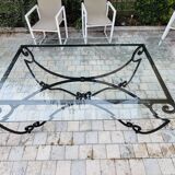 Large rectangular table in cast iron and glass top