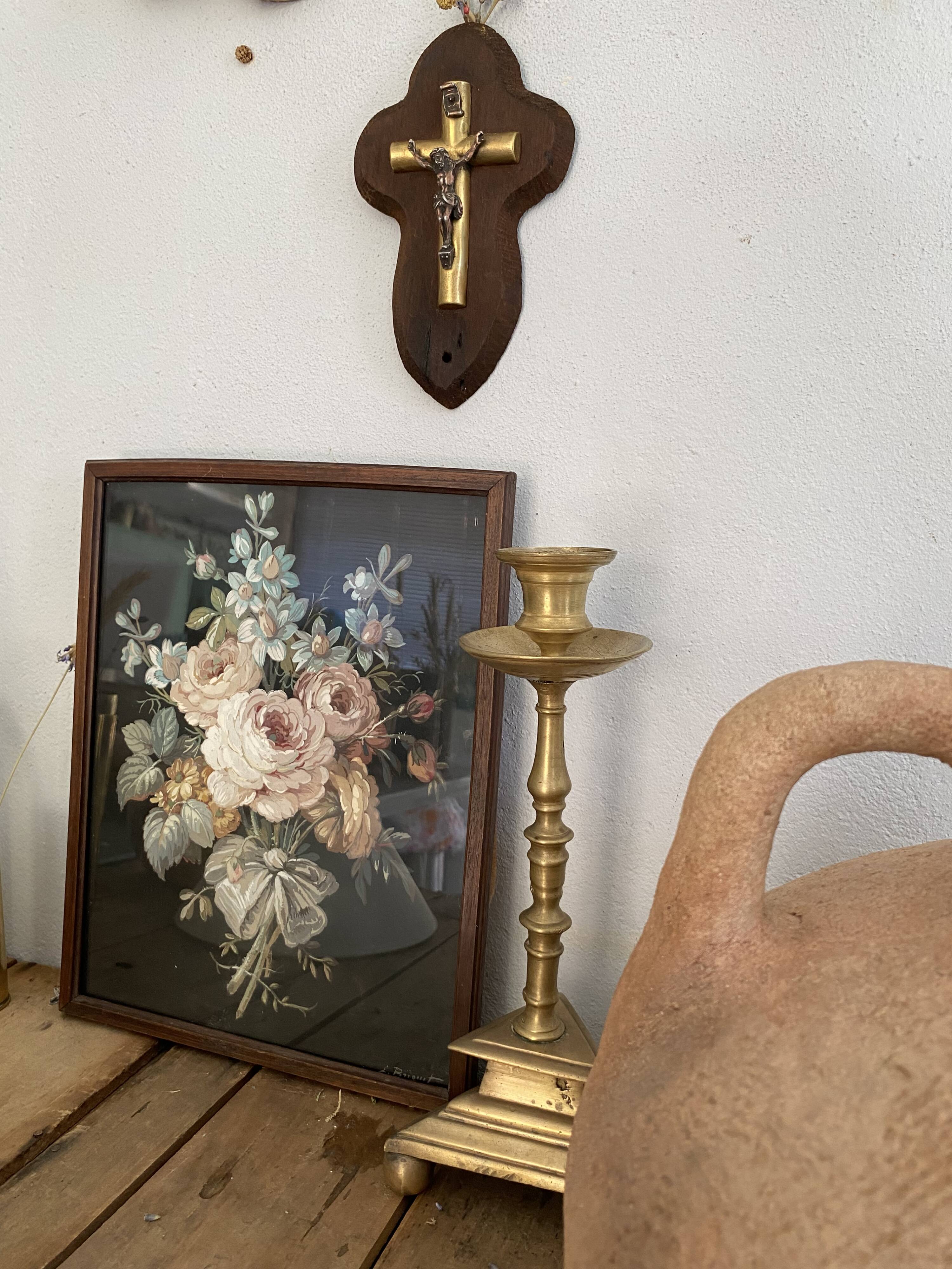 Painting on paper, glazed wooden frame