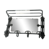 • Porte-manteau mural Art Déco en fer forgé plein et miroir biseauté