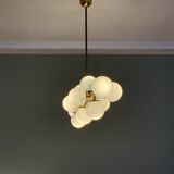 Italian opalglass and brass bubble lamp 1950
