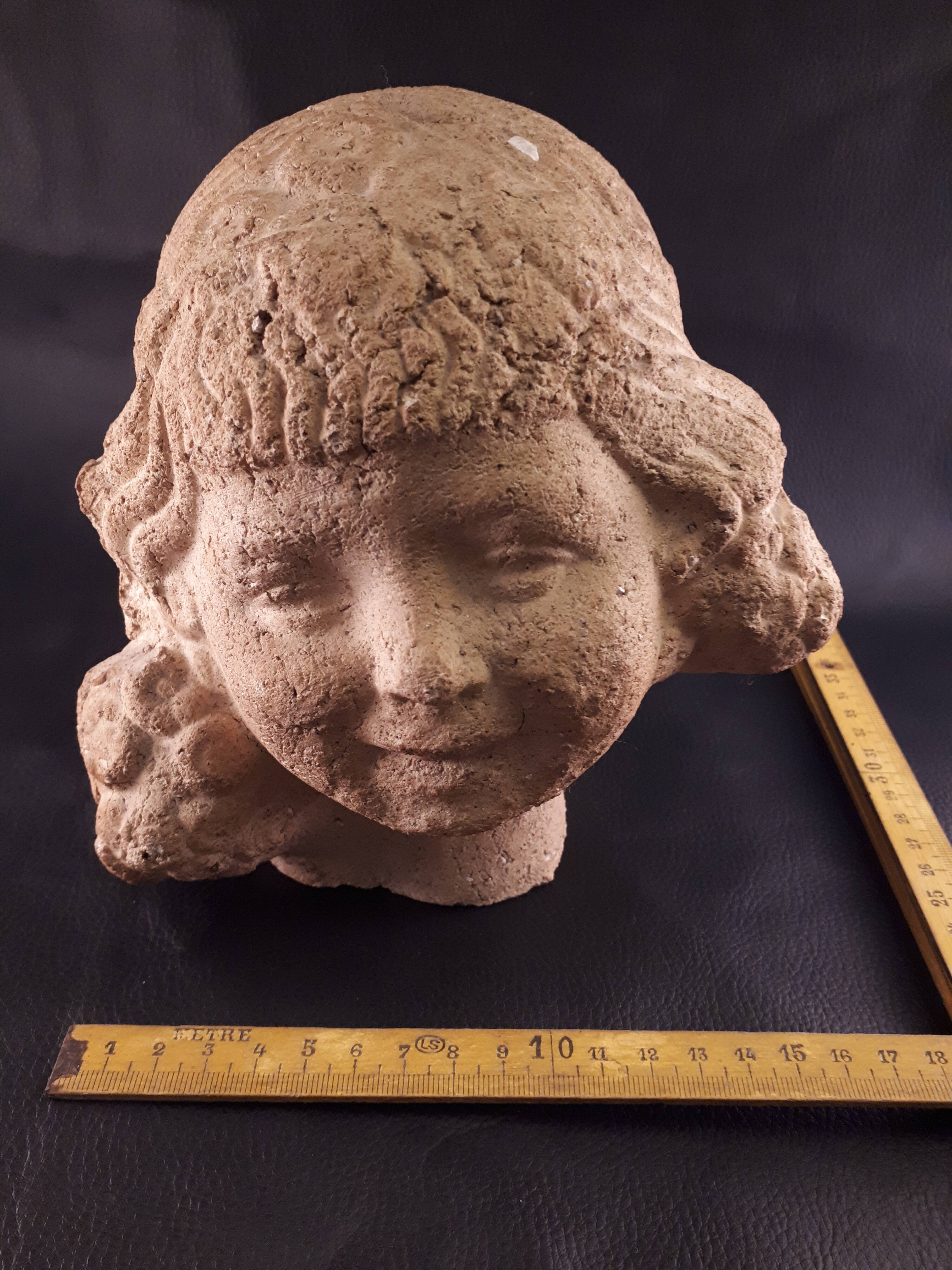 bust statuette sculpture terracotta style art deco 1930 little girl