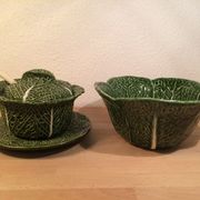 Ceramic cabbage service: salad bowl and tureen