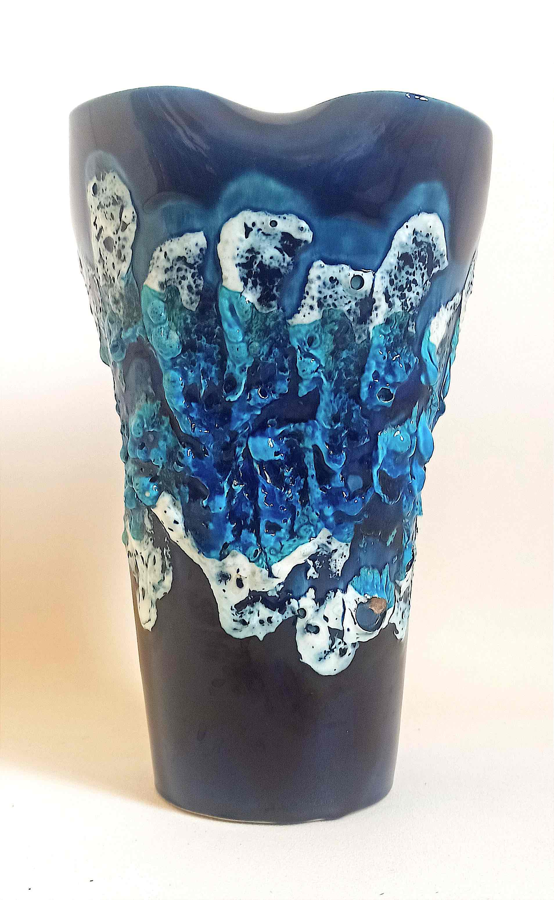 Vase Fat Lava Vallauris Ecume des Mers Height 25,5 cm