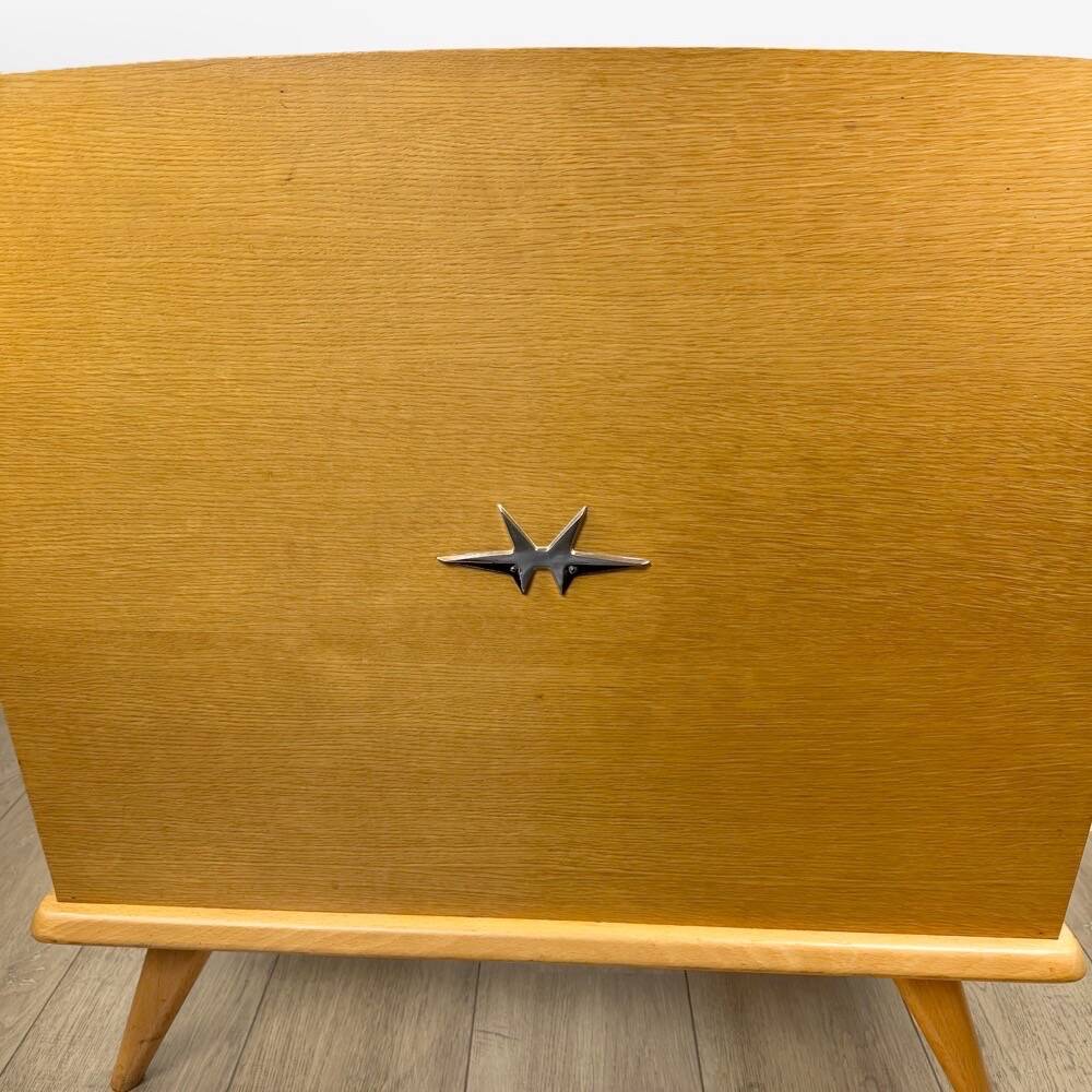 Bohemian wooden and rattan children's bed from the 60s