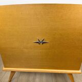 Bohemian wooden and rattan children's bed from the 60s