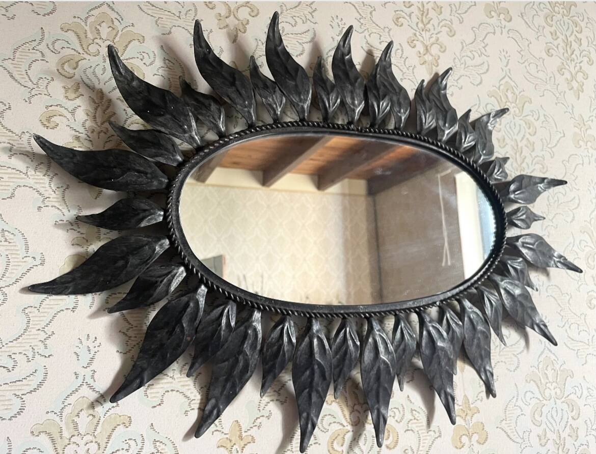 Oval leafy mirror - 1960 - sun mirror style