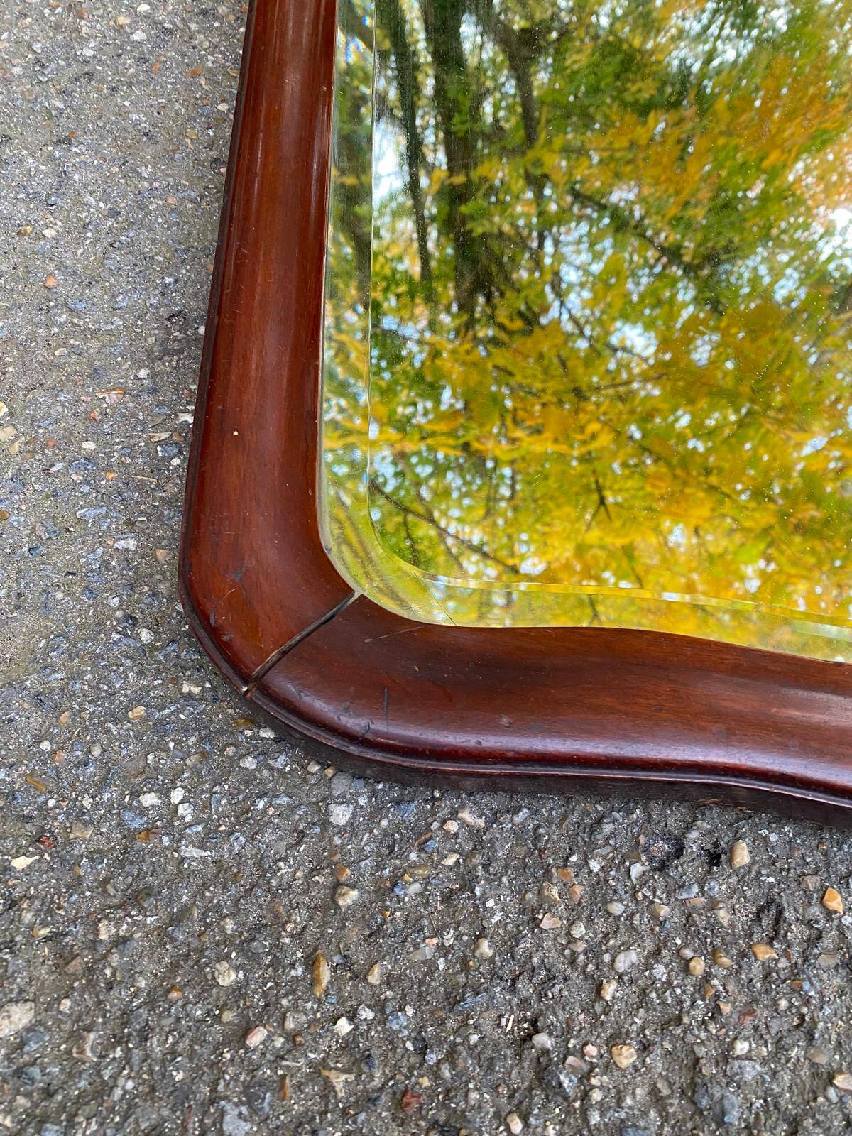 19th century solid mahogany mirror, 58x135cm