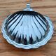 Silver-plated metal and blue glass butter dish