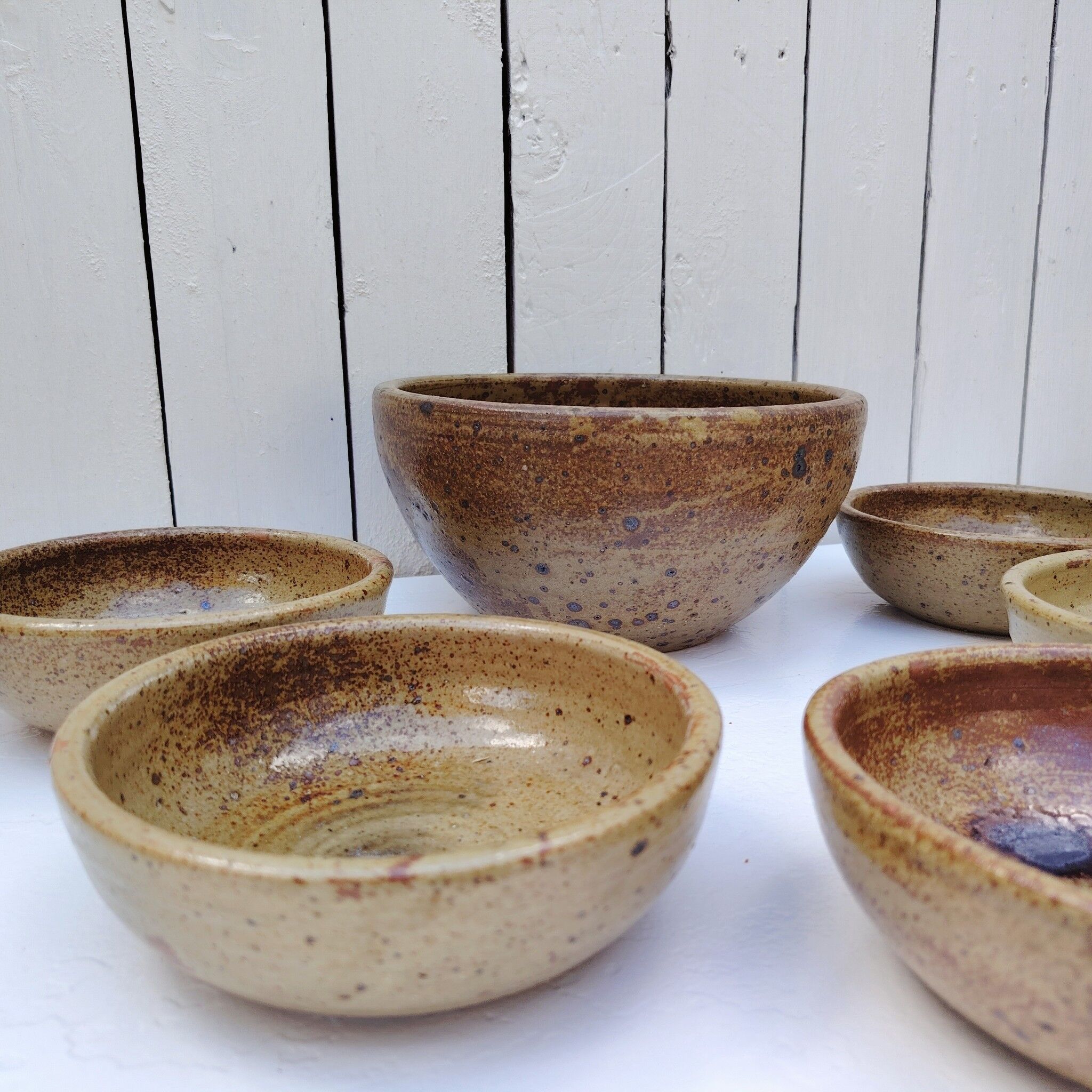 Pyrite stoneware service, salad bowl and bowls, vintage.