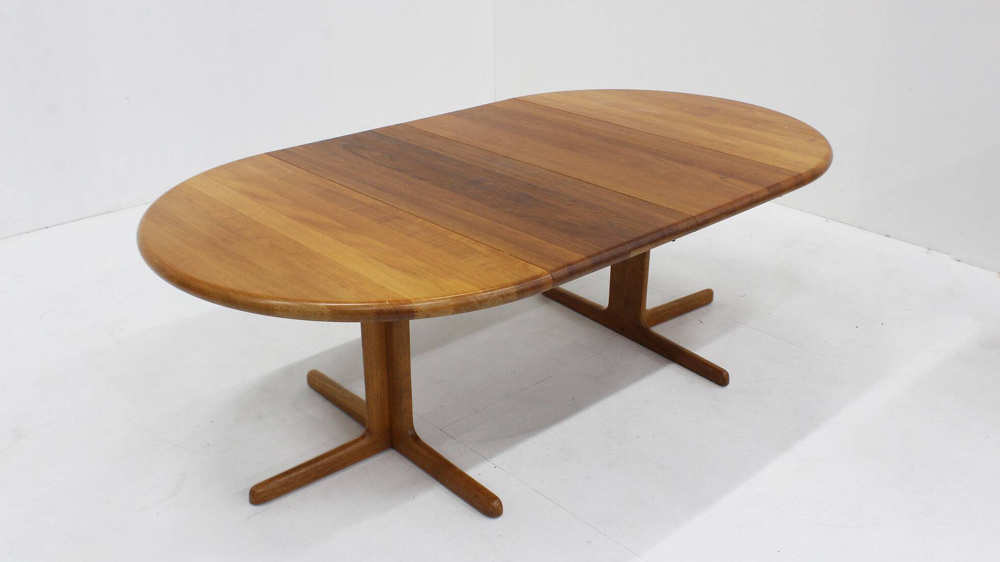 Vintage Danish round extendable dining table solid teak 1960s
