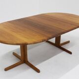 Vintage Danish round extendable dining table solid teak 1960s