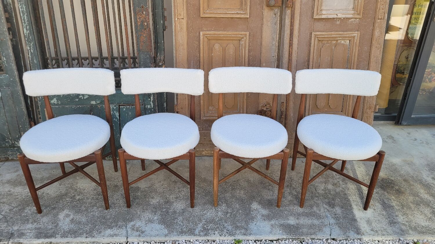 Series of 4 design Scandinavian teak chairs