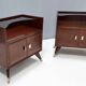 Pair of Elegant Walnut Nightstands with a Crystal Top Shelf