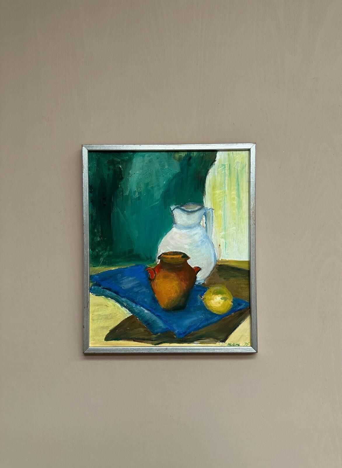 Original Swedish Oil On Panel – “Stilleben” By Helene Nilsson – Dated 1975 – Vintage & Framed – 48 × 40 Cm (18.9" × 15.7")