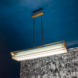 Four brass, aluminum and plexiglas ceiling panels. Italy 1950s