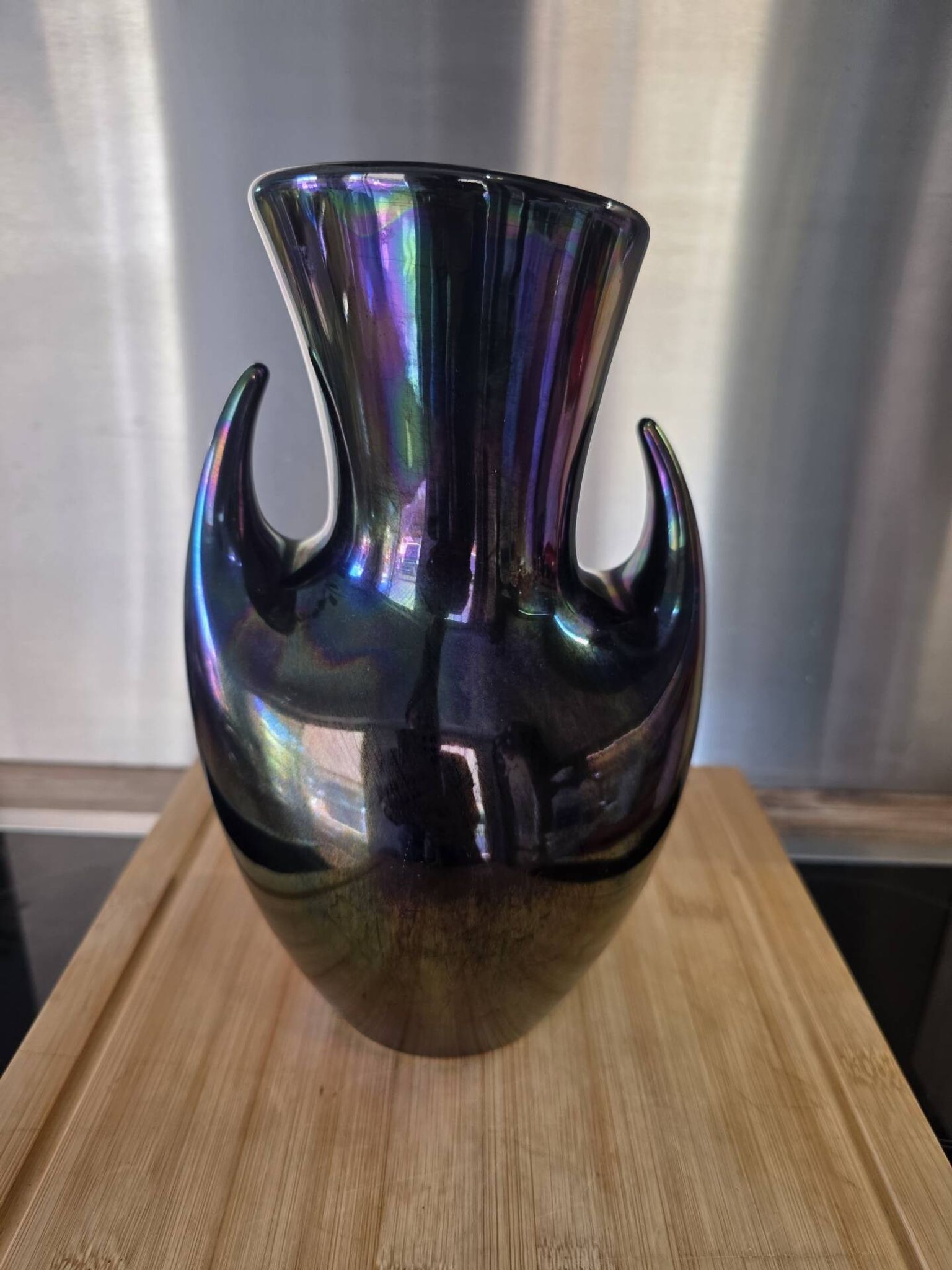 Vase Design Vintage à Cornes – Verceram Années 50/60 – Reflets Irisés