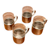 Vintage tea glasses RDA from East Germany by MUQ, Metallwarenfabrik Union Quedlinburg, set of 4.