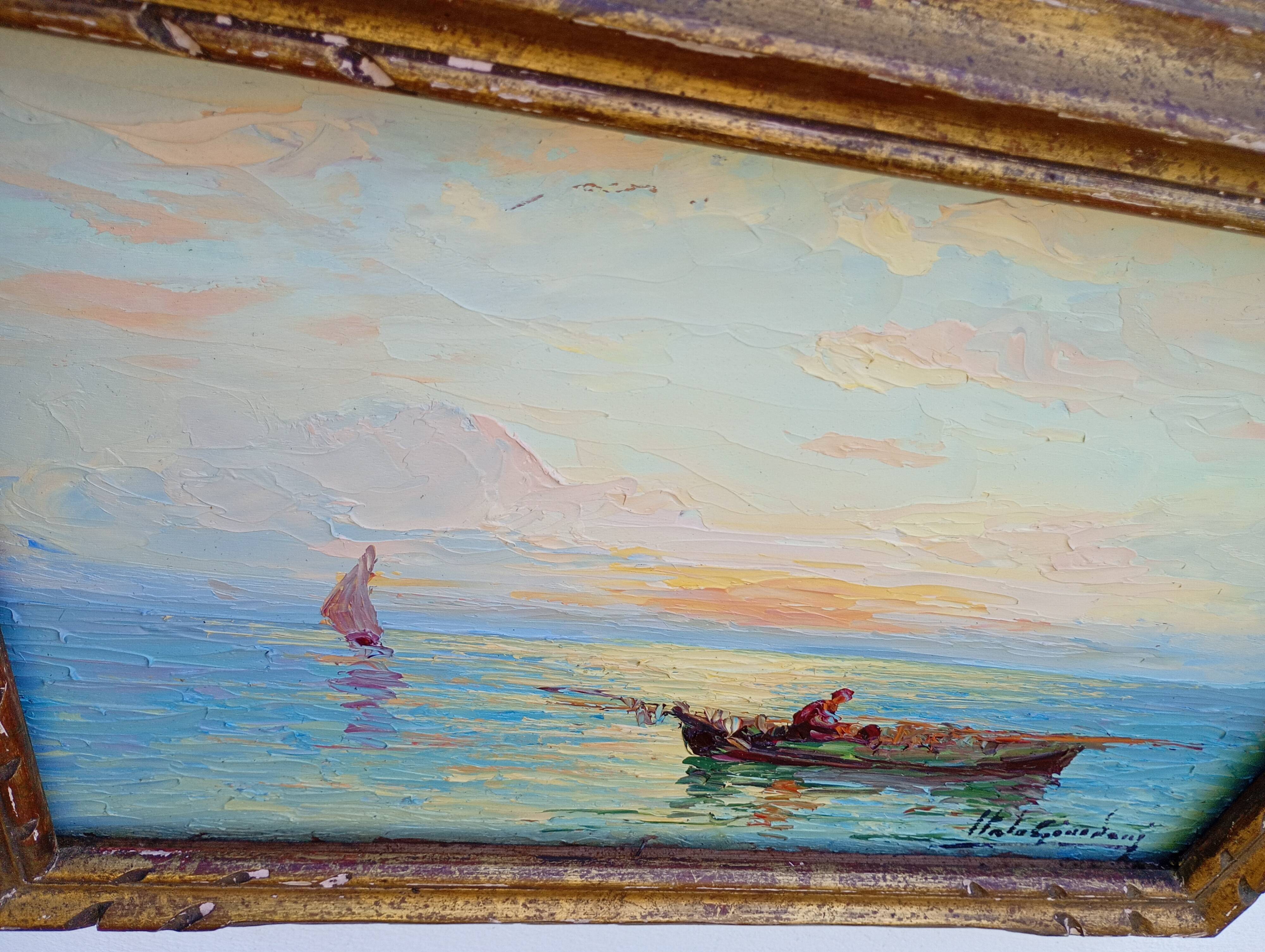 Marine italienne – Huile sur panneau signée Italo Giordani