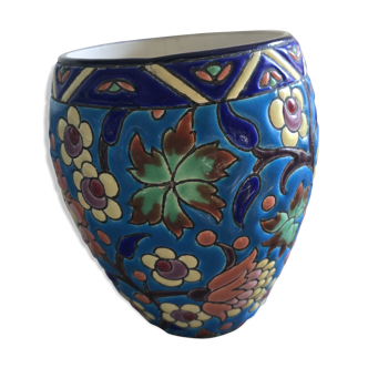 Vase in enamels of Longwy