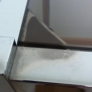 Chrome metal and smoked glass console