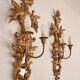 Louis XVI wall lamps Rocaille gilded carved wood antique mirror glass