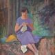 Adolphe Deteix, Woman Sewing in the Woods, circa 1930