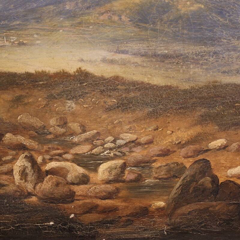 Italian landscape with wayfarers, oil on canvas dated 1845