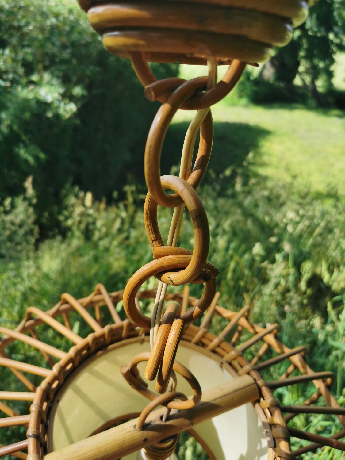 Rattan pendant lamp from the 60s