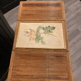 Hairdresser, vintage rattan desk, in the style of Audoux Minet.