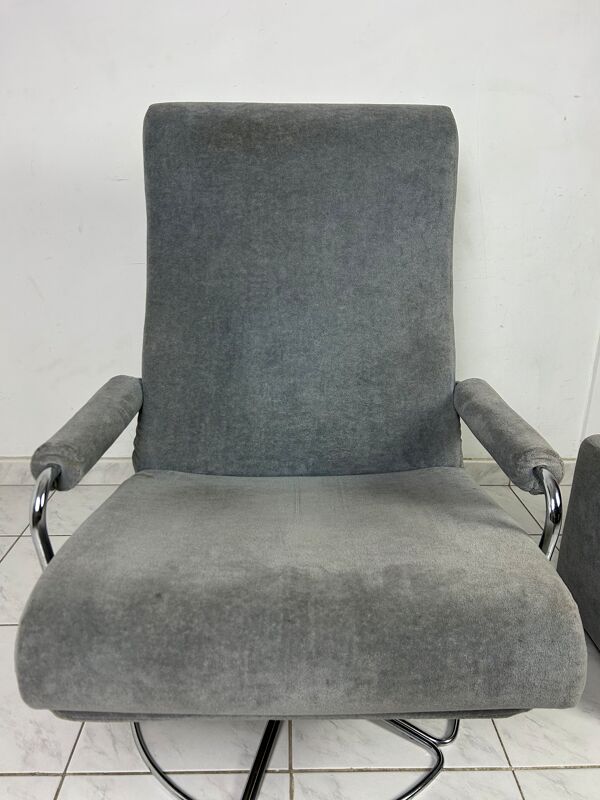 Fauteuil pivotant vintage Gelderland avec repose-pieds Jan des Bouvrie