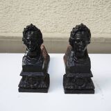 Old Cast Iron Andirons: Bust of Marianne RF
