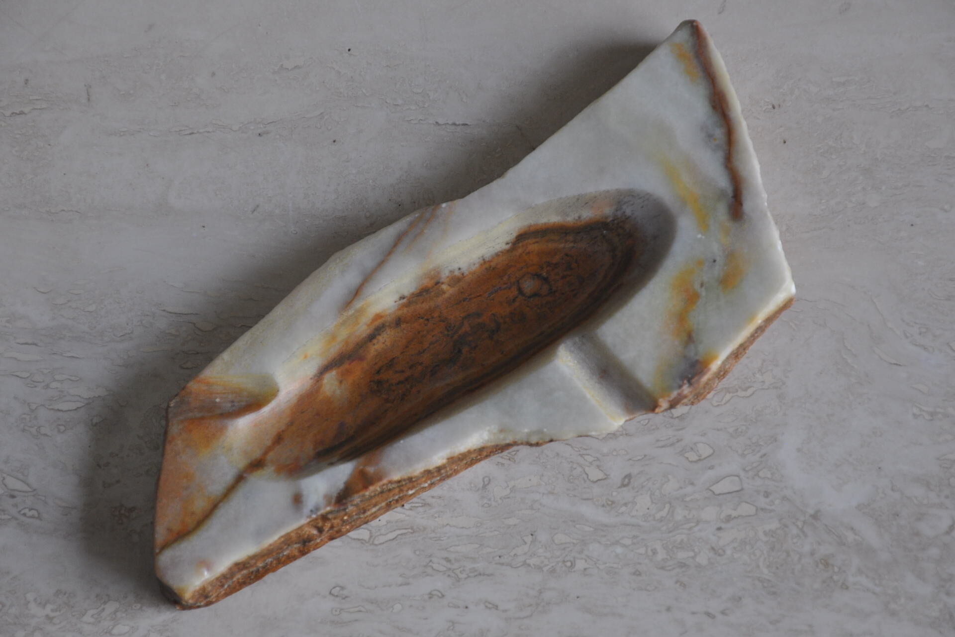 Vintage brutalist ashtray in natural onyx