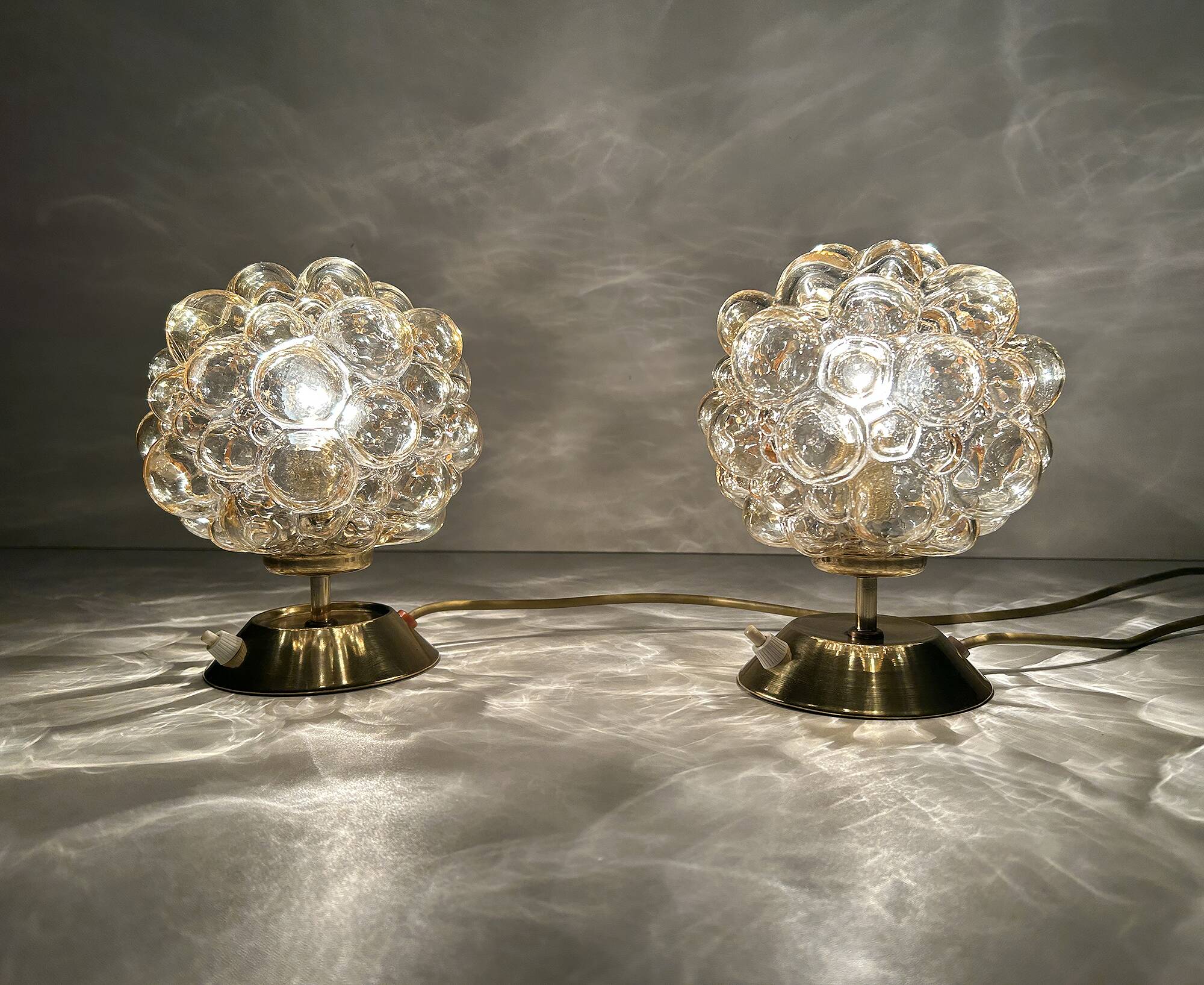 Pair of Limburg Bubble Glass Lamps