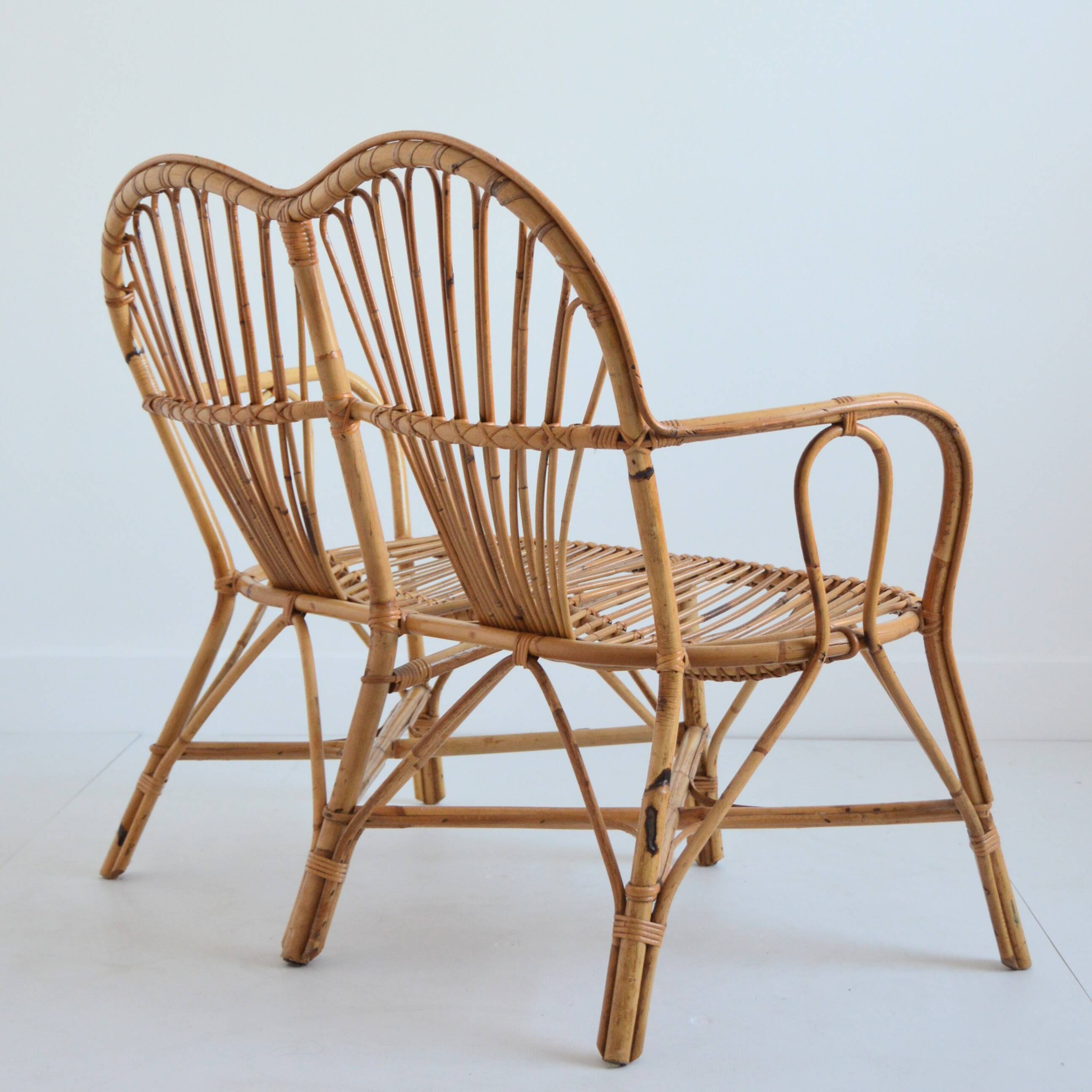 1960s vintage rattan canapé / bench