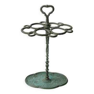 Vintage brass umbrella stand from the 1930s, sculptural design in the shape of a snake.