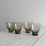 4 thin smoked glass water glasses
